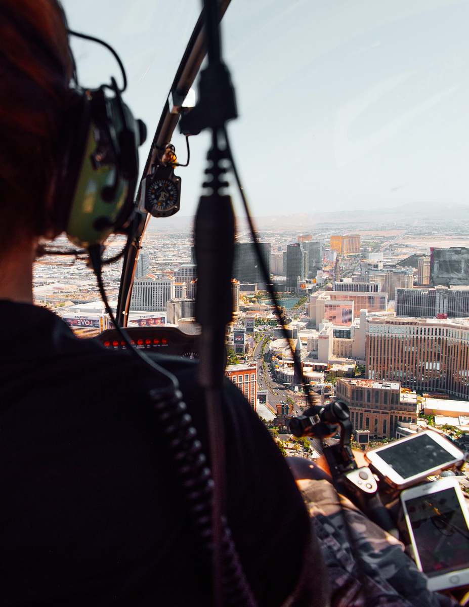 las vegas person wearing green headset cockpit